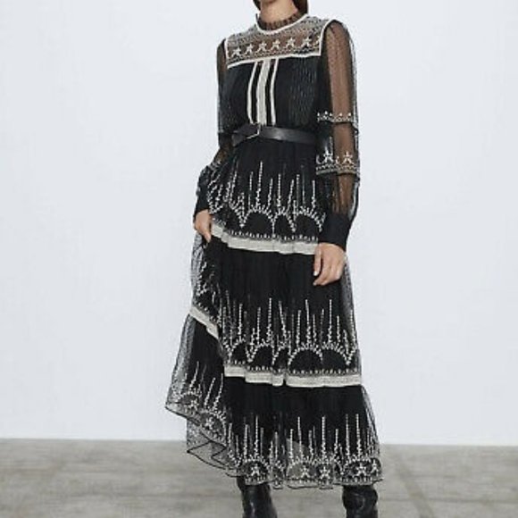 zara black tulle dress